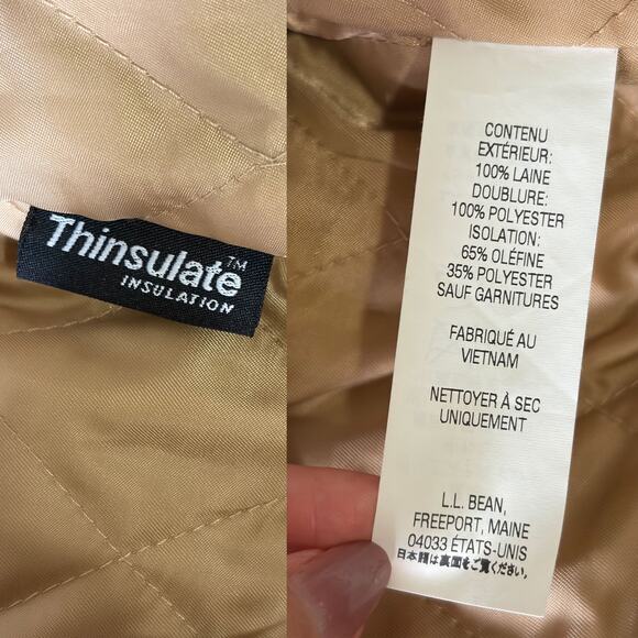 L.L.BEAN Classic 100% Wool Premium Italy Fabric Peacoat Coat in Camel Size 14 - Picture 14 of 16